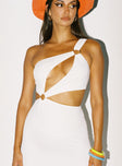 front view of model wearing Princess Polly Greater Power Mini Dress White 