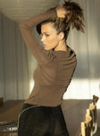 back view of model wearing Princess Polly Friday Fever Top Brown 