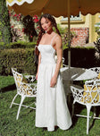 side view of model wearing Princess Polly Naria Maxi Dress White Square Neck 