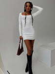 Zaatar Long Sleeve Mini Dress White