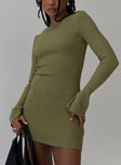 Osment Long Sleeve Knit Mini Dress Olive