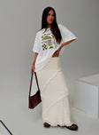 back view of model wearing Princess Polly Incandescent Maxi Skirt Cream Maxi 