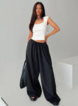 front view of model wearing Princess Polly Harbour Pant Black High Waisted Pants 