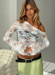 How Ironic One Shoulder Lace Top Cream