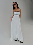 side view of model wearing Princess Polly Croxetti Maxi Dress White Square Neck 