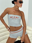 front view of model wearing Princess Polly In Miami Shorts Grey Low Rise Shorts 