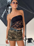   front view of model wearing Princess Polly Zakai Cargo Denim Mini Skirt Camo Mini Skirts 