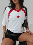 product Princess Polly Half Sleeves V-Neck  One Star Top White / Red