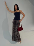   front view of model wearing Princess Polly Ergo Maxi Skirt Leopard Tall Maxi 