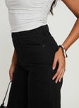 side view of model wearing Princess Polly Goldie High Wide Jean True Black High Waisted 