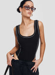 Velvela Contrast Stitch Bodysuit Black / White