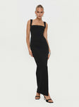 front view of model wearing Princess Polly Bombshell Maxi Dress Black Square Neck 