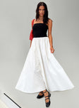 front view of model wearing Princess Polly Rhett Maxi Dress Black / White Straight Neck 