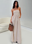 Kohana Strapless Maxi Dress Beige Stripe