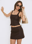 Wait On You Faux Leather Mini Skirt Brown