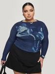 Raldor Long Sleeve Top Navy Curve