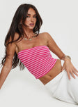 side view of model wearing Princess Polly Millert Tube Top Pink Sleeveless straight 