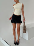   front view of model wearing Princess Polly Ravioli Bubble Hem Mini Skirt Black Mini Skirts 