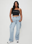 product Princess Polly Mid Rise  Belgrove Cargo Jeans Mid Wash Denim