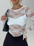 Feelix Long Sleeve Lace Bodysuit White