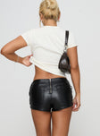 back view of model wearing Princess Polly Buccaneers Shorts Black 