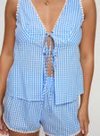 Jaycob Tie Front Set Blue Gingham