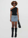   front view of model wearing Princess Polly Brinkman Mini Skirt Light Wash Denim Mini Skirts 