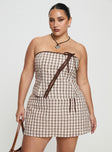 front view of model wearing Princess Polly Be My Baby Top Plaid Curve Sleeveless straight 