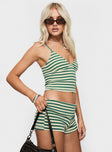 Miztaray Cami Top Green / Cream Stripe