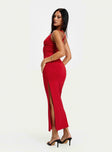 back view of model wearing Princess Polly Wandella Maxi Dress Red Plunger 