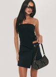 front view of model wearing Princess Polly Miles Away Strapless Top Black Sleeveless straight 