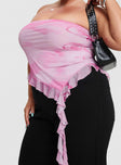 side view of model wearing Princess Polly Travessa Asymmetric Tube Top Pink Curve Sleeveless straight 