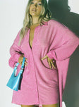 front view of model wearing Princess Polly Evolving Shirt Dress Pink 