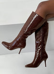 Alexx Knee High Boots Burgundy