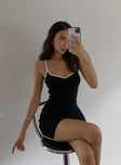 front view of model wearing Princess Polly Arabellae Mini Dress Black 