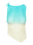 product Princess Polly Auralia Asymmetric Knit Top Blue / Cream Curve Sleeveless Crew Neck 