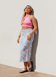   side view of model wearing Princess Polly Aliana Midi Skirt Multi 