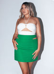   front view of model wearing Princess Polly Amara Cut Out Mini Skirt Green 