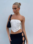 Front view of model wearing  front Princess Polly Sleeveless Square Neck  Armona Strapless Top Cream