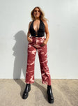 front view of model wearing Princess Polly James Denim Jeans Red Mid Rise 