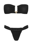 Summer Season Glitter Ruched Side Bikini Bottoms Black