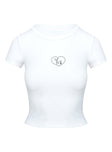 back view of model wearing Princess Polly Baseline Rib Tee Oh Deer White Short Sleeves Crew Neck 