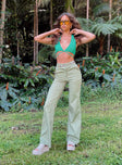 front view of model wearing Princess Polly Benni Top Green 