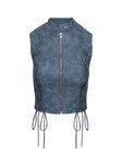 Ceejay Faux Leather Top Blue