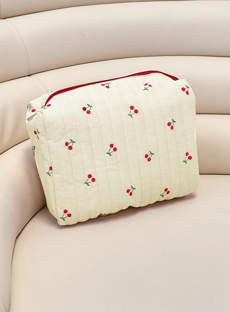 Cherry Time Makeup Bag White