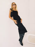 front view of model wearing Princess Polly Alya Midi Dress Black 