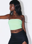 Front view of model wearing  front Princess Polly Sleeveless Asymmetric Neckline  Chadwick Top Green