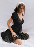 front view of model wearing Princess Polly Daniela Mini Dress Black 