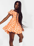 front view of model wearing Princess Polly Danny Mini Dress Orange 