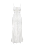 front view of model wearing Princess Polly Ematie Maxi Dress White Square Neck 